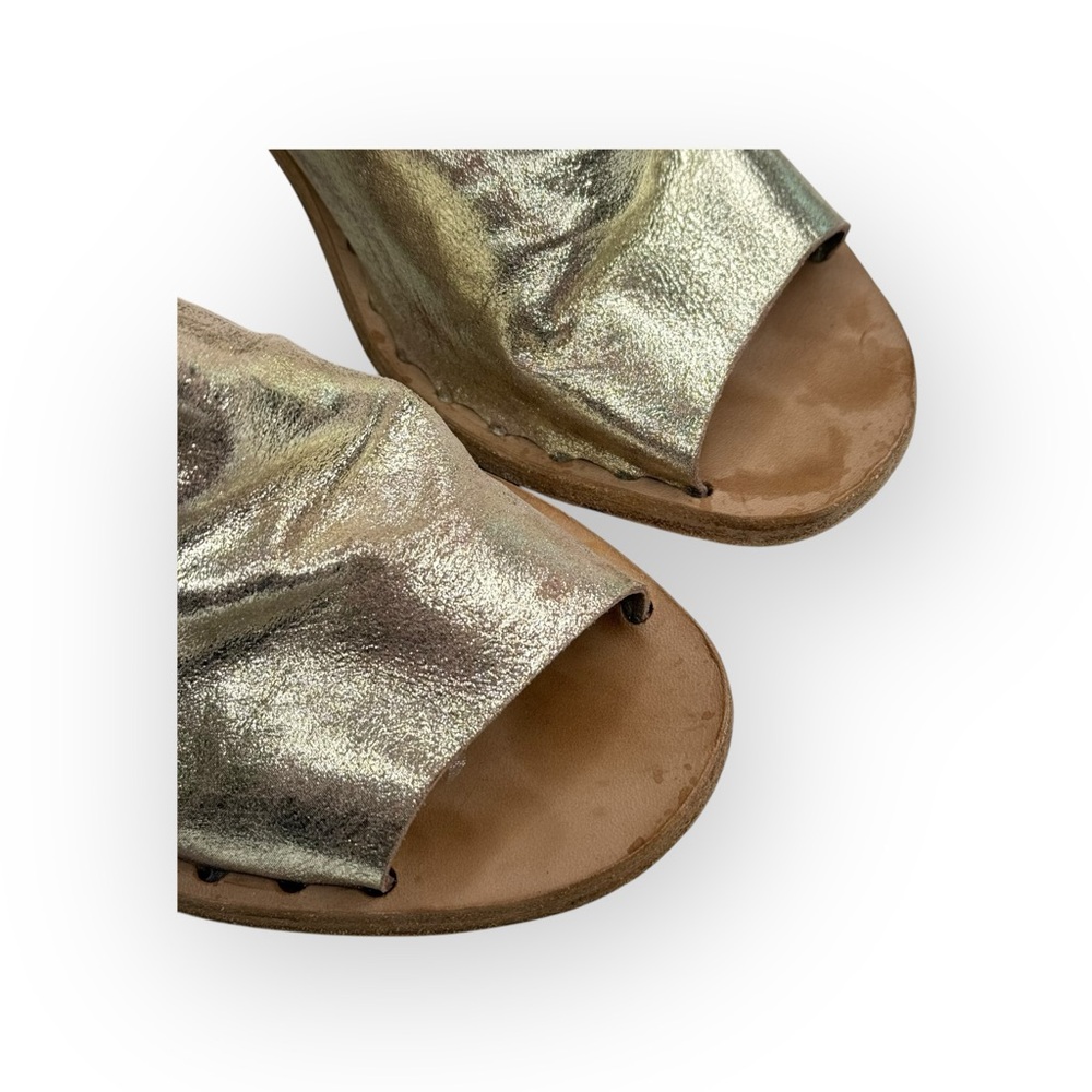 Officine Creative ✿ Handmade Open Toe Heeled Boot Sandals ✿ Metal Gold ✿ 39.5 - Picture 10 of 16